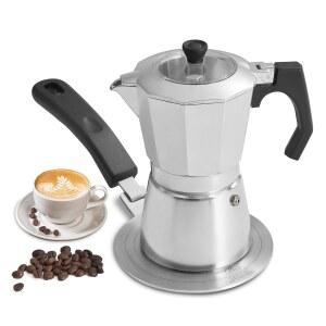 ESEVOLO 2Pcs 모카 포트 에스프레소 1개 5 5인치 스테인리스 스틸 인덕션 플레이트 어댑터 6컵 알루미늄