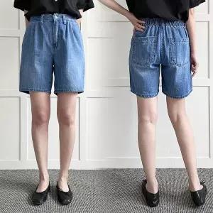 [아이우먼]빅사이즈팬츠 P573L603 샌드워싱뒷밴드청반바지 LO_P419851934