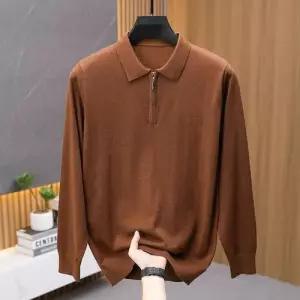 니트 울 실크 남자카라넥니트 봄가을 얇은 긴팔 집업 터틀넥 ible3