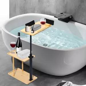 3단 이동식 원목 욕조 트레이 반신욕 선반 다용도 욕실 수납 정리함 럭셔리 스파 대나무 바디워시 거치대