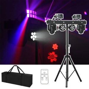 모바일 브래킷이있는 1 세트 원격 DMX512 제어 용 라이브 나비 스트로브 패턴 Dj 바 라이트 통합 2 빔 디스코