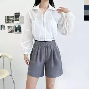 ACC SS1017W 여자 린넨 여름 시원한 투턱 밴딩 반바지