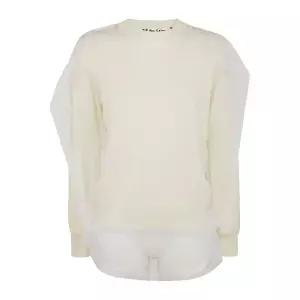 시어 메쉬 오버레이 라운드넥 블라우스 GO B019 1