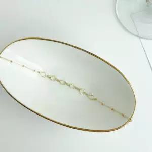 액세서리 물방울 쉐입 컷팅 체인 슬림 팔찌18k화이트골드20cm