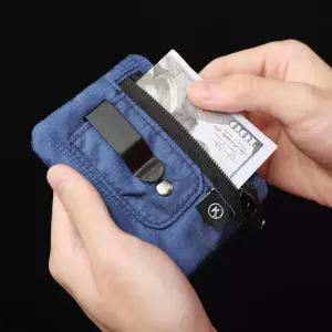 미니 동전 지갑 지퍼 및 이 있는 간단한 패브릭 파우치 동전용 비 브레이드 RFID 차단 머니 백 주최자