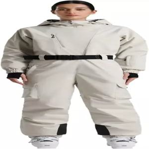 GSOU SNOW 여성 스키복 원피스 스노우 슈트 비대칭 디자인 유틸리티 점프슈트 재킷 방수 절연 스포츠용