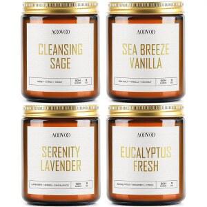AOOVOO 향초 세트, - 가정용 바닐라 캔들, 소이 4PC 유칼립투스 세이지 캔들 라벤더 36온스