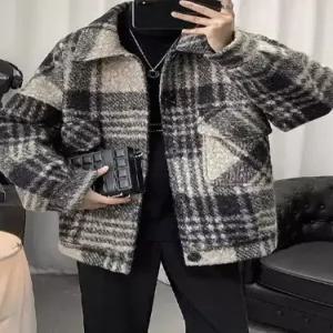 가을 빈티지 남친 하프 모직 코트 체크 자켓 원픽3