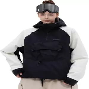 스노우버브 배기 아노락 스노보드 재킷 방수 하프 지퍼 스키 카모 레오파드 후드 스노우코트 남성 여성