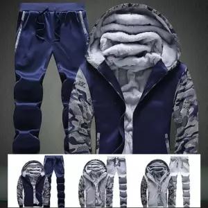 남성 양털후드 트레이닝세트 겨울 카모츄리닝 남자 츄리닝복