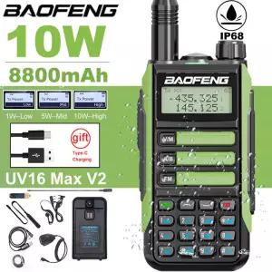 바오펑 UV-16 Max V2 IP68 방수 무전기 듀얼 밴드 고출력 CB VHF UHF 햄 장거리 양방향