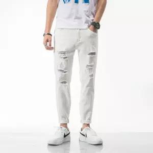 남성청바지 간절기 화이트 9부 데님팬츠 남블랙 슬림핏 작은 팬츠 심쿵해외구매