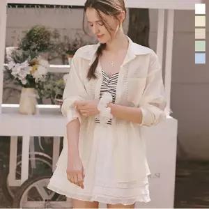 [블루레이스] 시스루 써머 긴팔 블라우스_B6M1BL5511