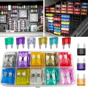 100개 자동차 퓨즈 소형 미니 블레이드 2A 3A 5A 7.5A 10A AMP 모음 보관함