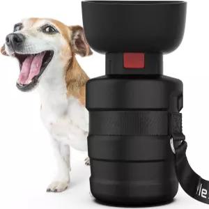 레소츠 개 물병 그릇이 있는 휴대용 정수기 누수 방지 애완동물 여행용 스퀴즈 병 야외 산책 하이킹 캠핑을