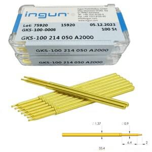 100PCS INGUN  강철 프로브 GKS100 214 050 A2000/A3000 ICT  용 4 턱 매화 머리 1.36mm 스프링 바늘