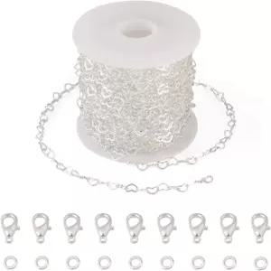 PH PandaHall 16.4피트 황동 하트 링크 체인 18K 화이트 골드 도금 50개 점프 링 랍스터 발톱 클립으로