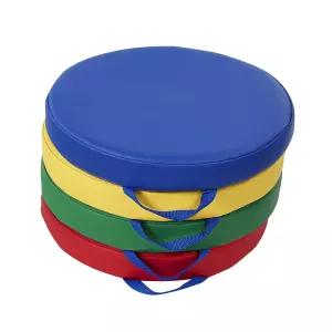 팩토리 다이렉트 파트너 소프트스케이프 15인치 원형 교실 바닥 쿠션 손잡이 포함 집 유치원 놀이방을 위한