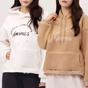 여성 기모 후드티 오버핏 양기모 티셔츠