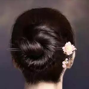 원목 꽃 헤어 비취 고정 머리 한복 뒷꽂이 머리핀 원석