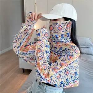 자외선 차단제 숄  여성용 여름 얼룩말 운전 망토 긴팔 사이클링 마스크 짧은 차단복