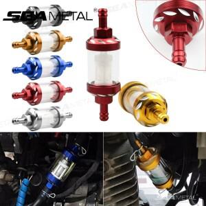 SEAMETAL 유니버설 8mm 가스 연료 필터 CNC 알루미늄 합금 유리 오일 오토바이 더트 피트 바이크 ATV 쿼드
