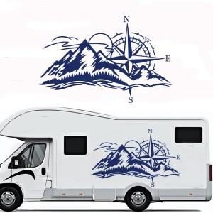 대형 나침반 산 바람 장미 캠핑카 Rv 자동차 스티커 모험 여행 탐험 트럭 Motorhome 캐러밴 데칼 비닐 장식
