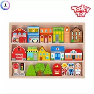 유아학습용품 투키토이 우리마을원목블럭 144