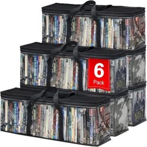 살라조리 CD DVD 보관 가방 6팩 지퍼 및 손잡이가 달린 투명 블루레이 케이스 홀더 56개의 40개의 가방당