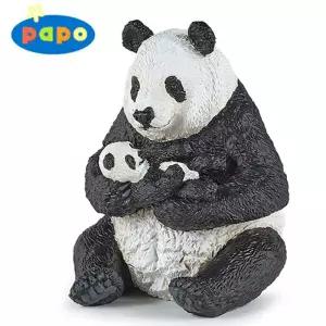 파포 (동물 모형완구) 앉아있는 팬더와 아기팬더 (50196)