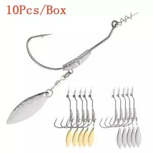 지그 헤드 낚시 후크 스핀 잠금 핀 스피너 탄소강 부드러운 미끼 2G 3G 4G 10 개