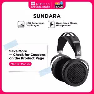 HIFIMAN SUNDARA 오버이어 풀사이즈 평면형 마그네틱 헤드폰 (블랙) 고음질 디자인 금속 케이스