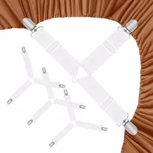 웨닝옥 침대 시트 홀더 스트랩 헤비 듀티 조절 가능한 탄성 클립 모서리에 맞는 제자리에 고정 간편한 설치