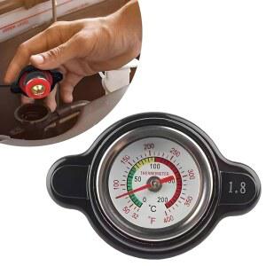 플라이건 팩-1 자동차 라디에이터 캡, 온도 게이지가 있는 씰 커버, 1.8바 커버 어셈블리, 연료 탱크 대부분의 레이싱 카를 위한 범용, 오프로드 차량(블랙)