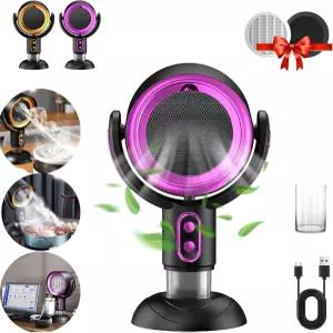 휴대용 전기 스모크 어웨이 팬 연기와 냄새를 제거하는 충전식 공기청정기 필터 요리용 팬(보라색)