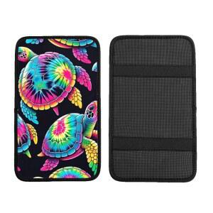 카 센터 콘솔 패드 트로피컬-하와이안 타이 다이 터틀 팔걸이 커버 프로텍터 박스 쿠션