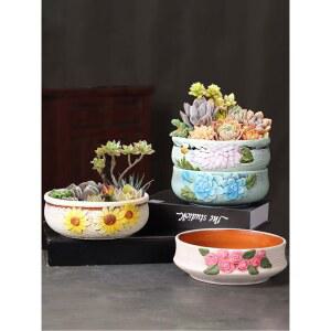 다육식물 화분 세라믹 특대형 거친 화분 플래터 도자기 조합 다육식물