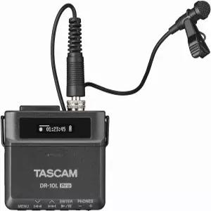 라발리에 마이크로폰과 32비트 플로트 비디오 오디오 녹음 기능을 갖춘 TASCAM DR-10L 프로 필드 레코더 -