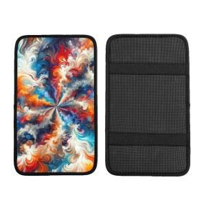 카 센터 콘솔 패드 추상 페인팅 타이 다이 패턴 팔걸이 커버 프로텍터 박스 쿠션