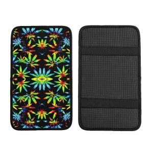 카 센터 콘솔 패드 타이 다이 냄비 잎 잡초 팔걸이 커버 프로텍터 박스 쿠션