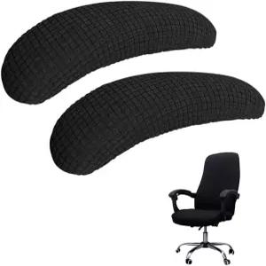 요폴라즈 2팩 사무용 의자 팔 커버 - 탈착식 컴퓨터 게임용 신축성 슬립커버 보호 슬리브 (블랙 x 2)