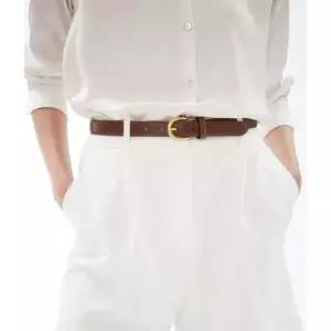 [헤지스](센텀시티점)[백화점BEST][길이조절가능] 브라운 골드버클 소가죽 여성 벨트 24mm HJBE5E406W3