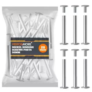 시카고 나사 포스트 바인딩 20팩 스크랩북 사진 앨범 가죽 수리용 50mm 니켈 도금 금속