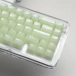 115키 그린 포그 투명 클리어 키캡 크리스탈 PC RGB 샤인 스루 MDA 프로파일 MX 스위치 키보드용
