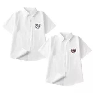 화이트 캠퍼스 컬러자수 반팔 셔츠  학생복