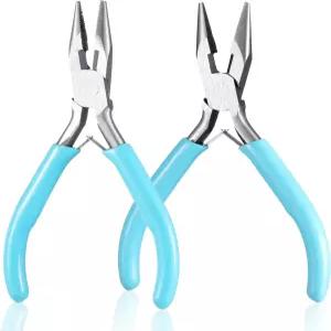 2팩 주얼리 플라이어 세트 주얼리용 4.5인치 정밀 체인 노즈 컴포트 그립 핸들 공예용 수리 와이어 굽힘