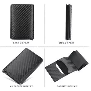 카본 팝업 카드 홀더 탄소섬유 RFID 지갑 머니 클립 팝업 탄소섬유 RFID
