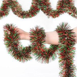 에버메리 크리스마스 갈랜드, 50피트 틴셀 갈랜드 장식, 계단용 메탈릭 야외 트리 틴셀, 홈 및 생일 파티 장식(빨간색 녹색)