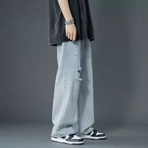 남성용 일자핏 청바지 빈티지 찢청 배기 와이드 데님팬츠 캐주얼 긴바지 CH5