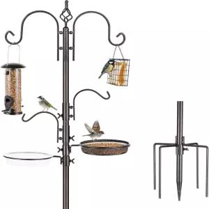 에리틀리 새 모이통 스테이션 키트 극 야생 걸이 플랜터 새를 유인하기 위해 금속 수트 목욕과 함께 매달린